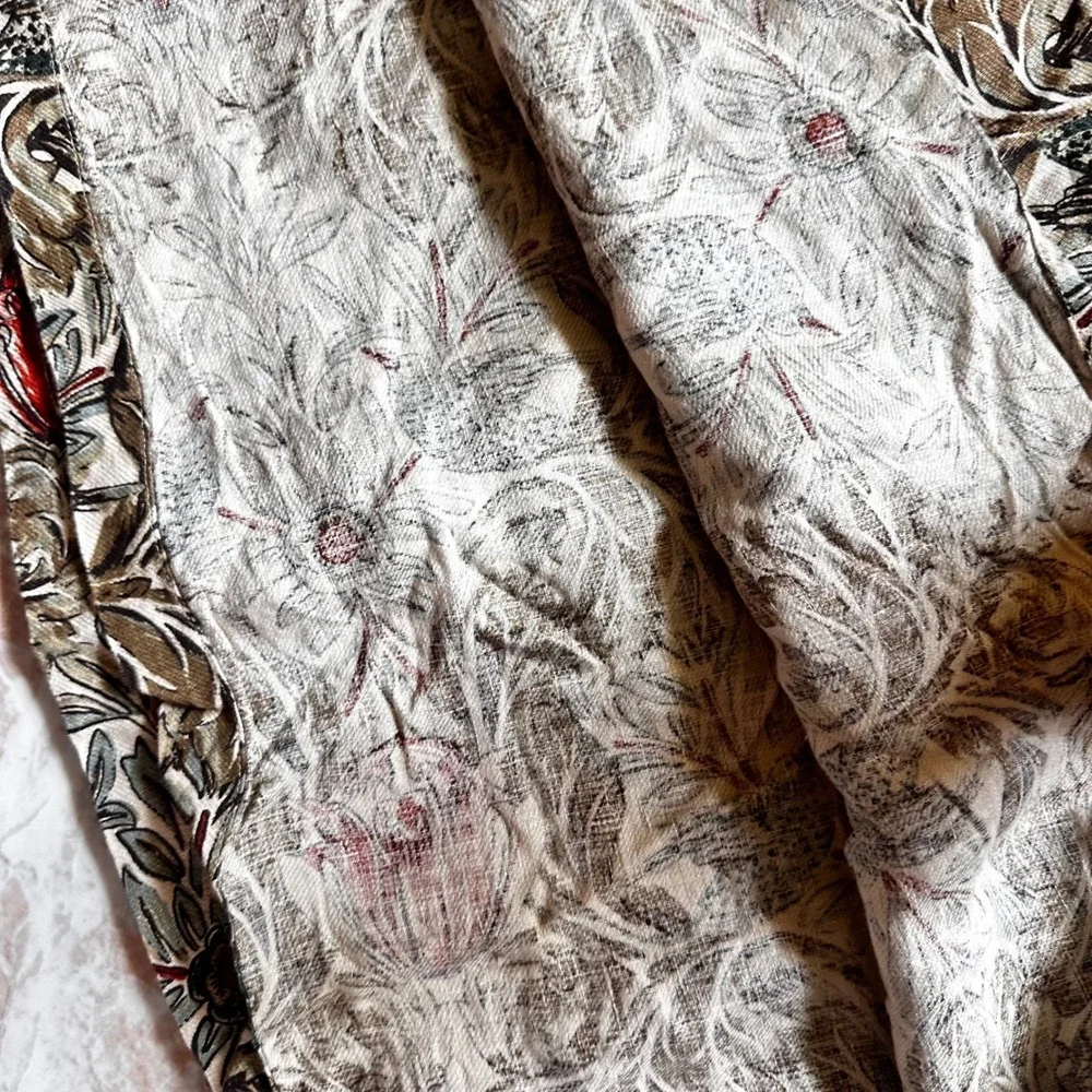 Southern Living at Dillards 100% Linen Tablecloth Bird Floral Print 60x120 Rect